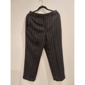 Laura Scott Petite Black Slacks Pants Pink Pinstripes Gossip Girl Style 10P
